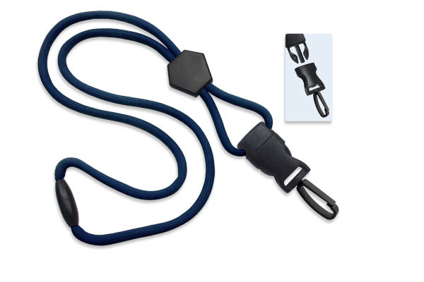 1/4" Blank Detachable Lanyard w/D-tach Plastic Swivel Hook (Navy Blue) 1