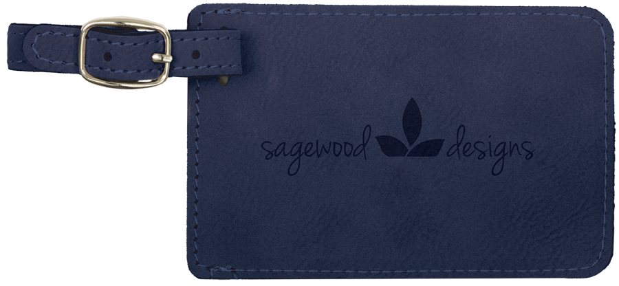 4 1/4" x 2 3/4" Blue/Black Leatherette Luggage Tag 2