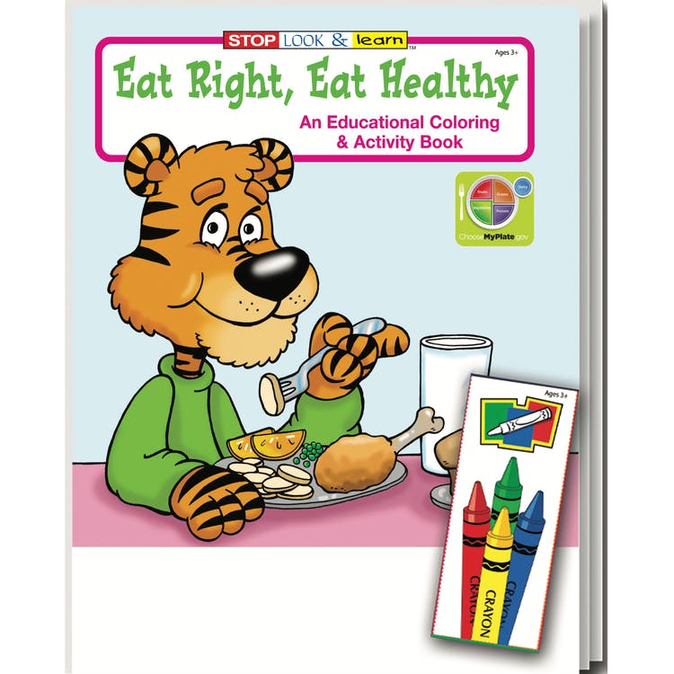 Eat Right Eat Healthy Coloring Book Sets - 4 Pack Crayons Ages 3-11 2