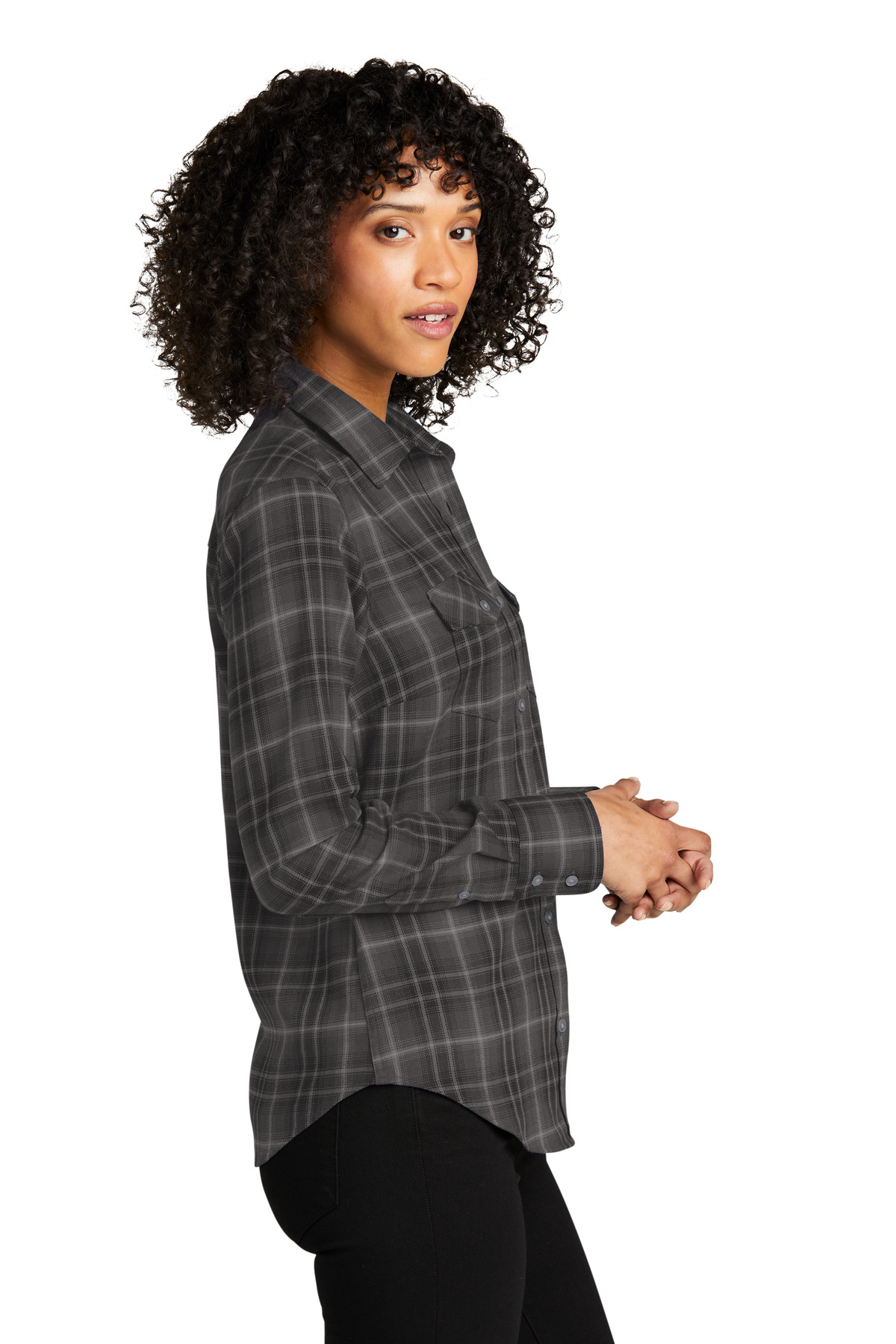 Women's Long Sleeve Ombre Plaid Shirt