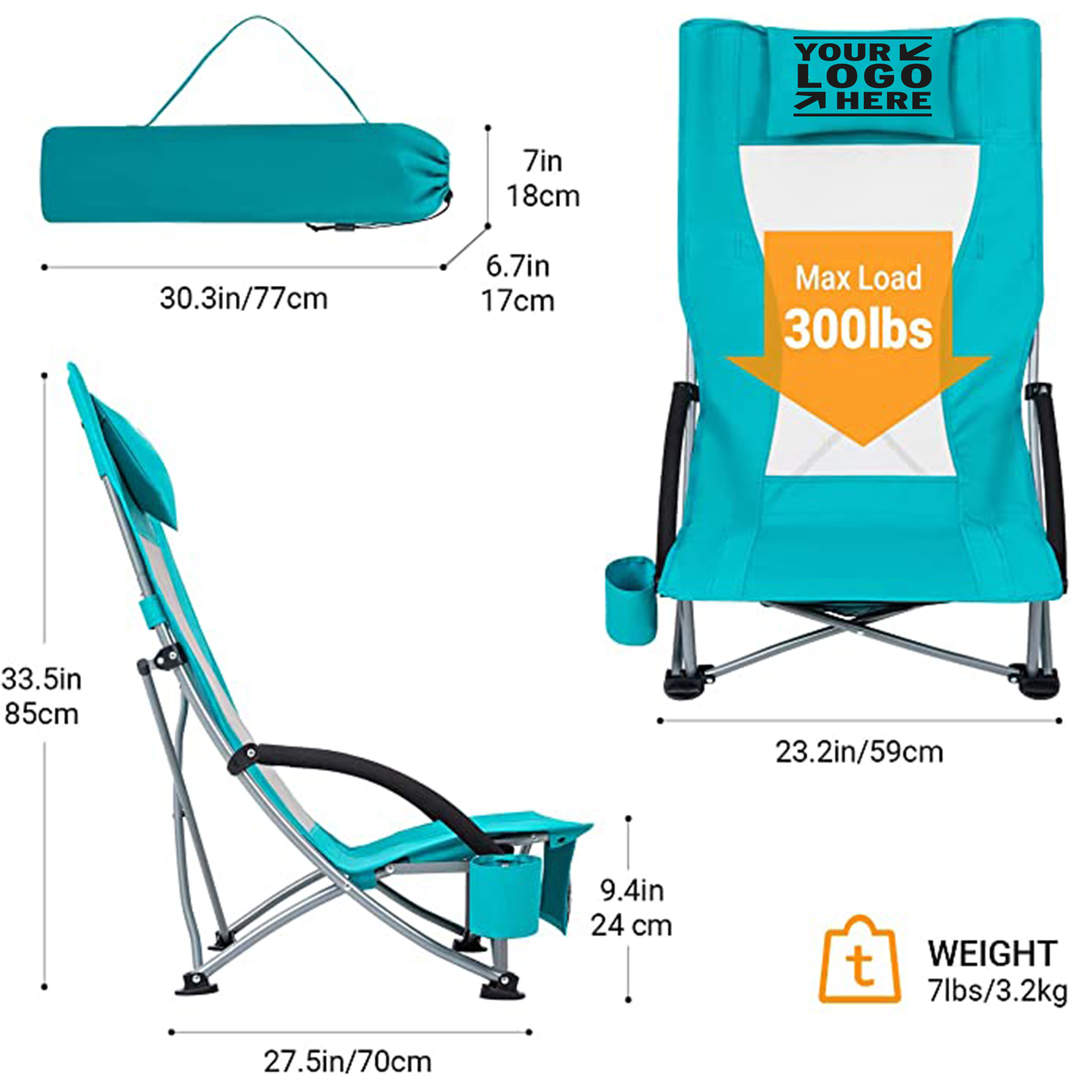 Foldable Low Sling Beach Chair 2