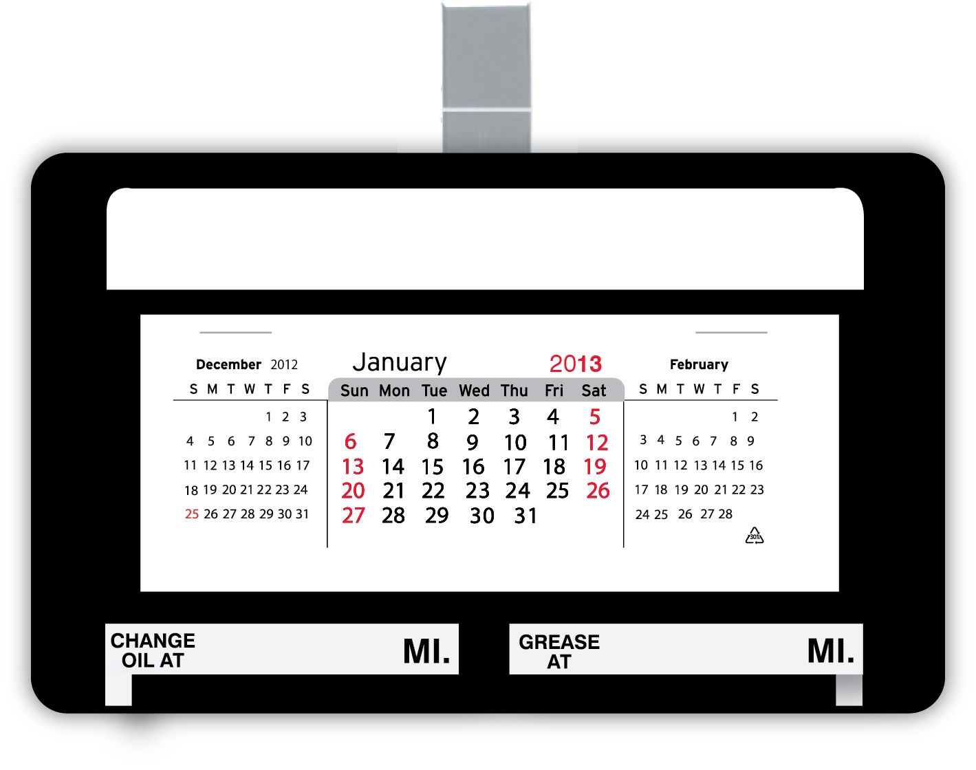 Small Car/ Truck Visor Calendar with Clip (4.5"x2.75") 2