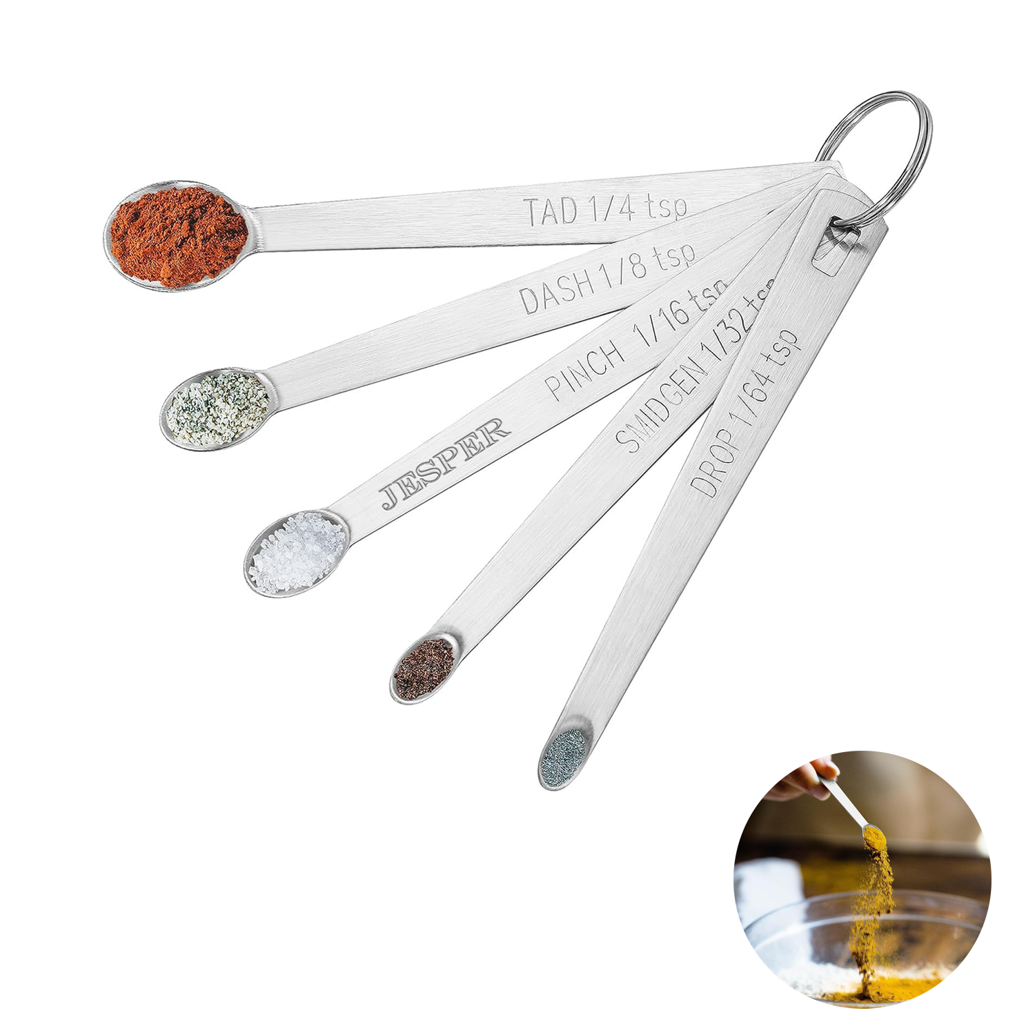 5Pcs Stainless Steel Small Measuring Spoons Set 9