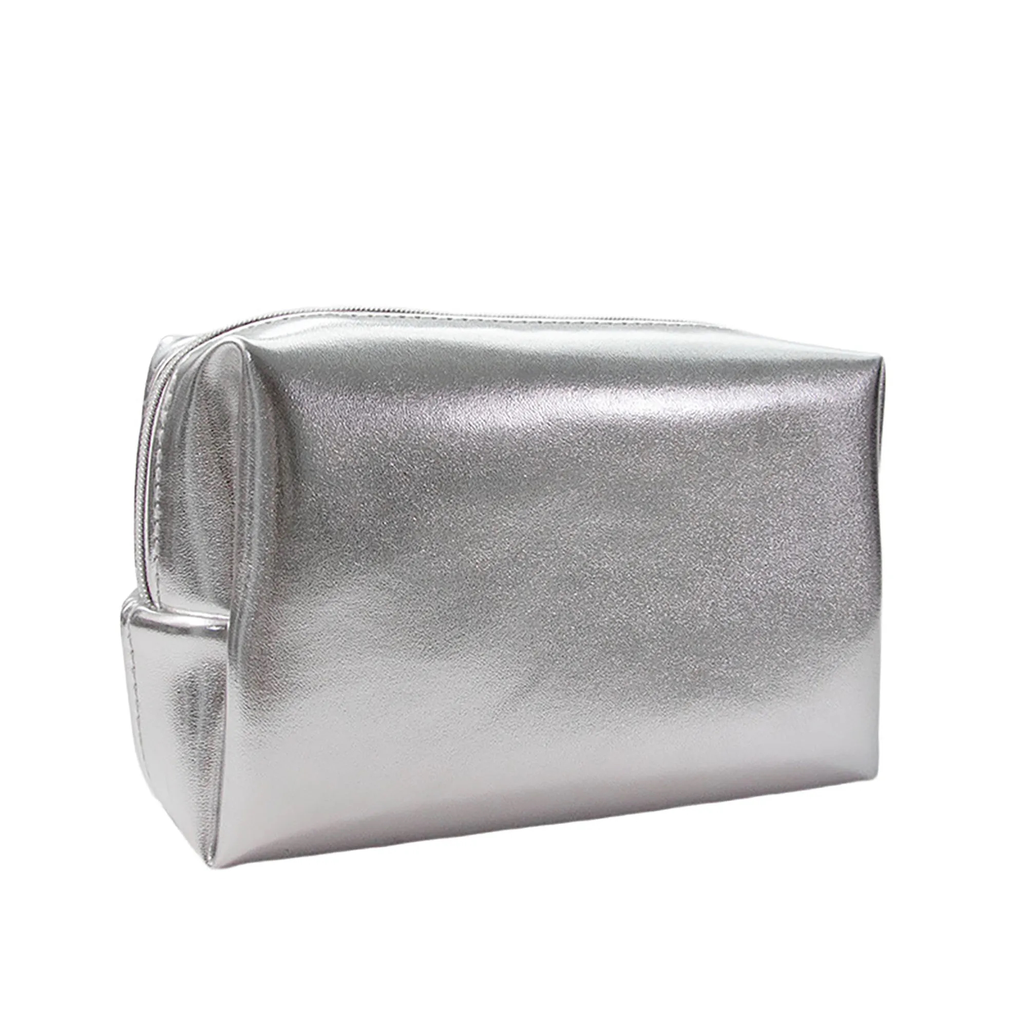 Silver Pu Leather Cosmetic Bags Set-3pcs 1
