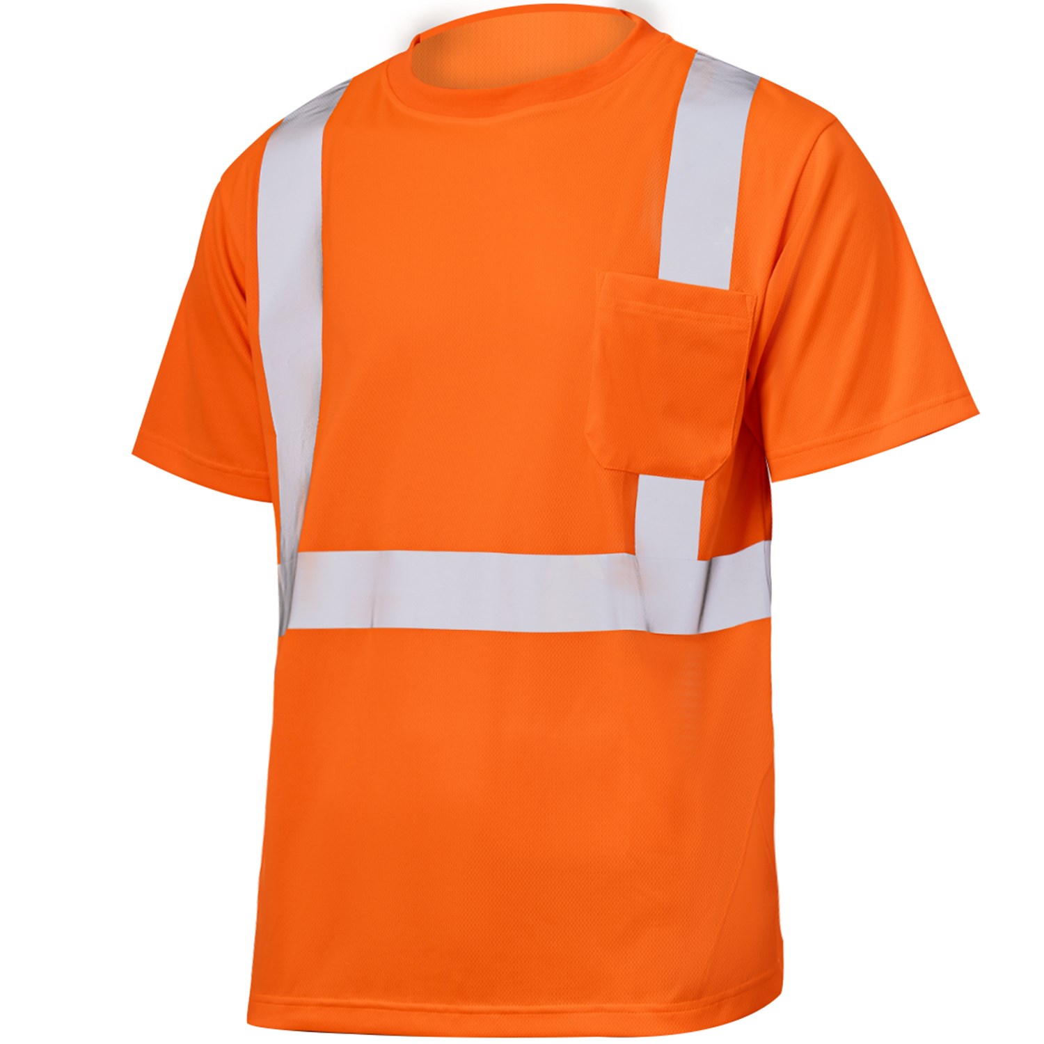 3.8 Oz. Polyester Class 2 Reflective Tape Safety T-Shirt with Pocket 1