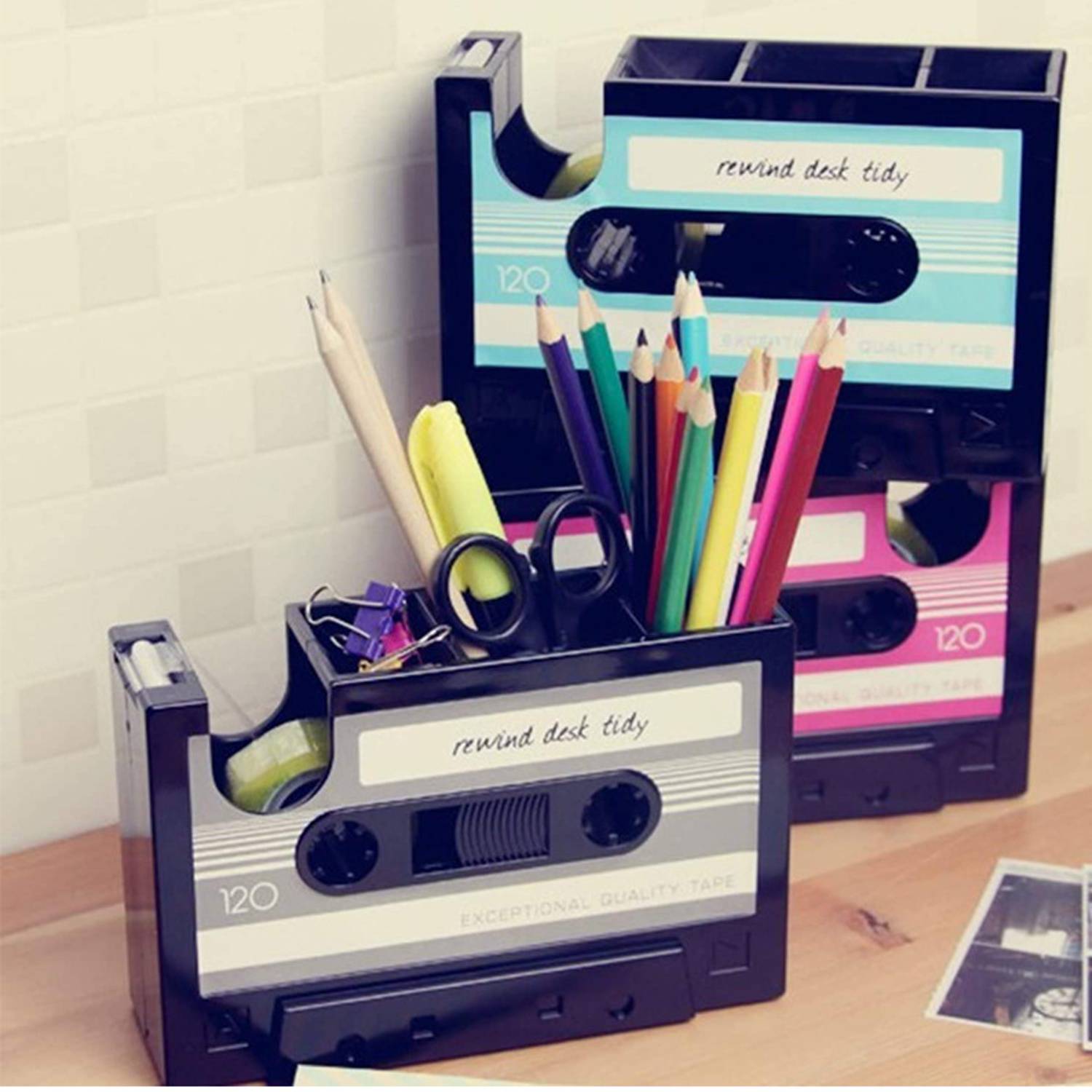 Retro Tape Clip Knife Office Stationery Student Pen Holder 3