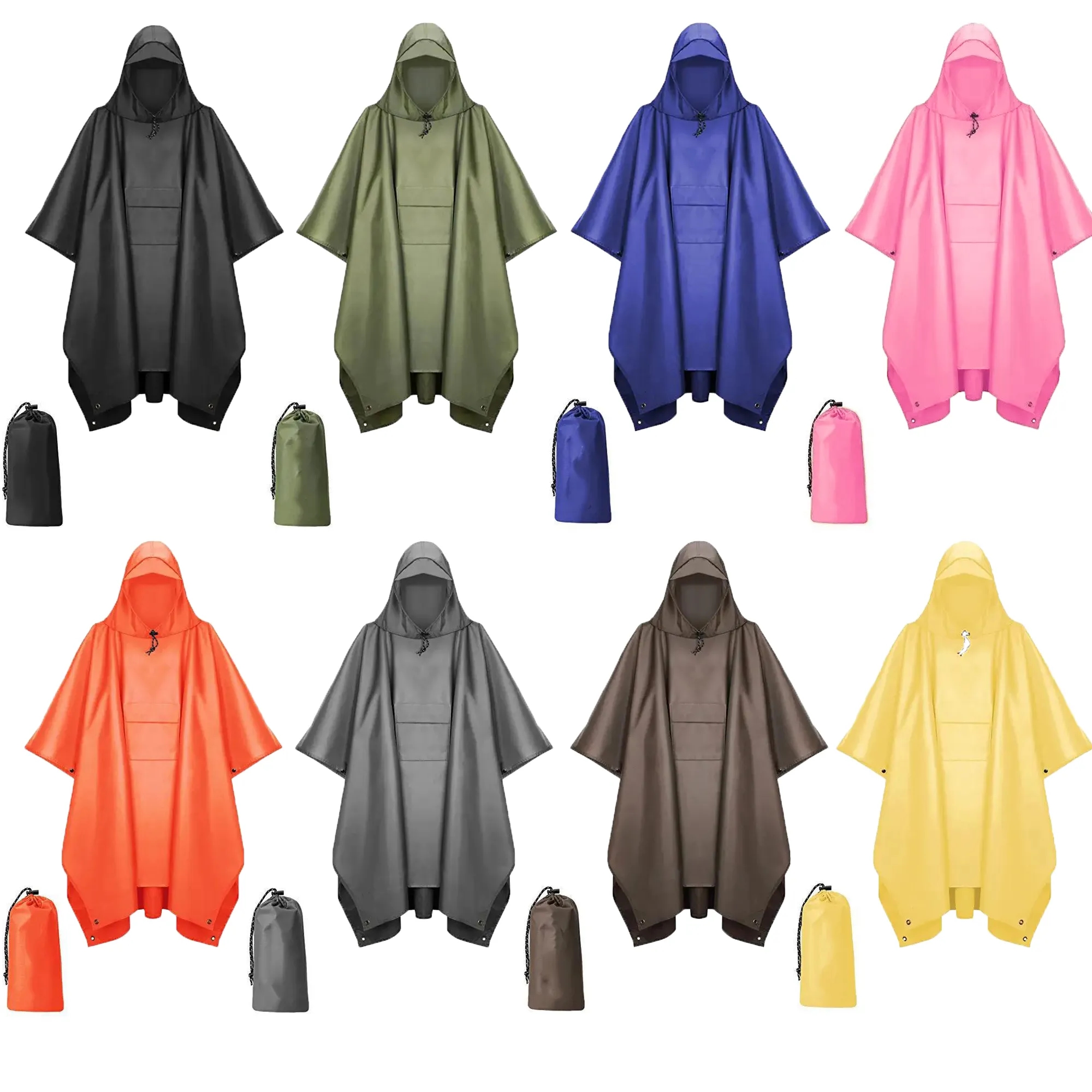 Hooded Rain Poncho Waterproof Raincoat Jacket 2