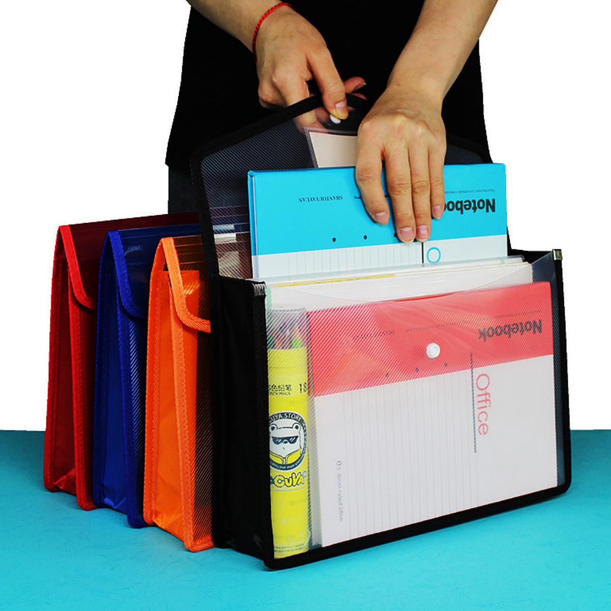 A4 Plastic Button File Folder with Mesh and Label Pocket 5