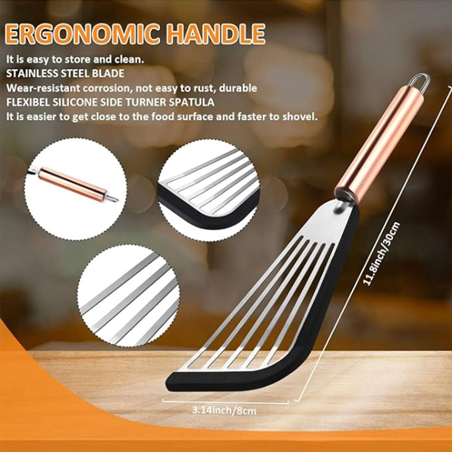 Silicone Stainless Steel Fish Spatula 4