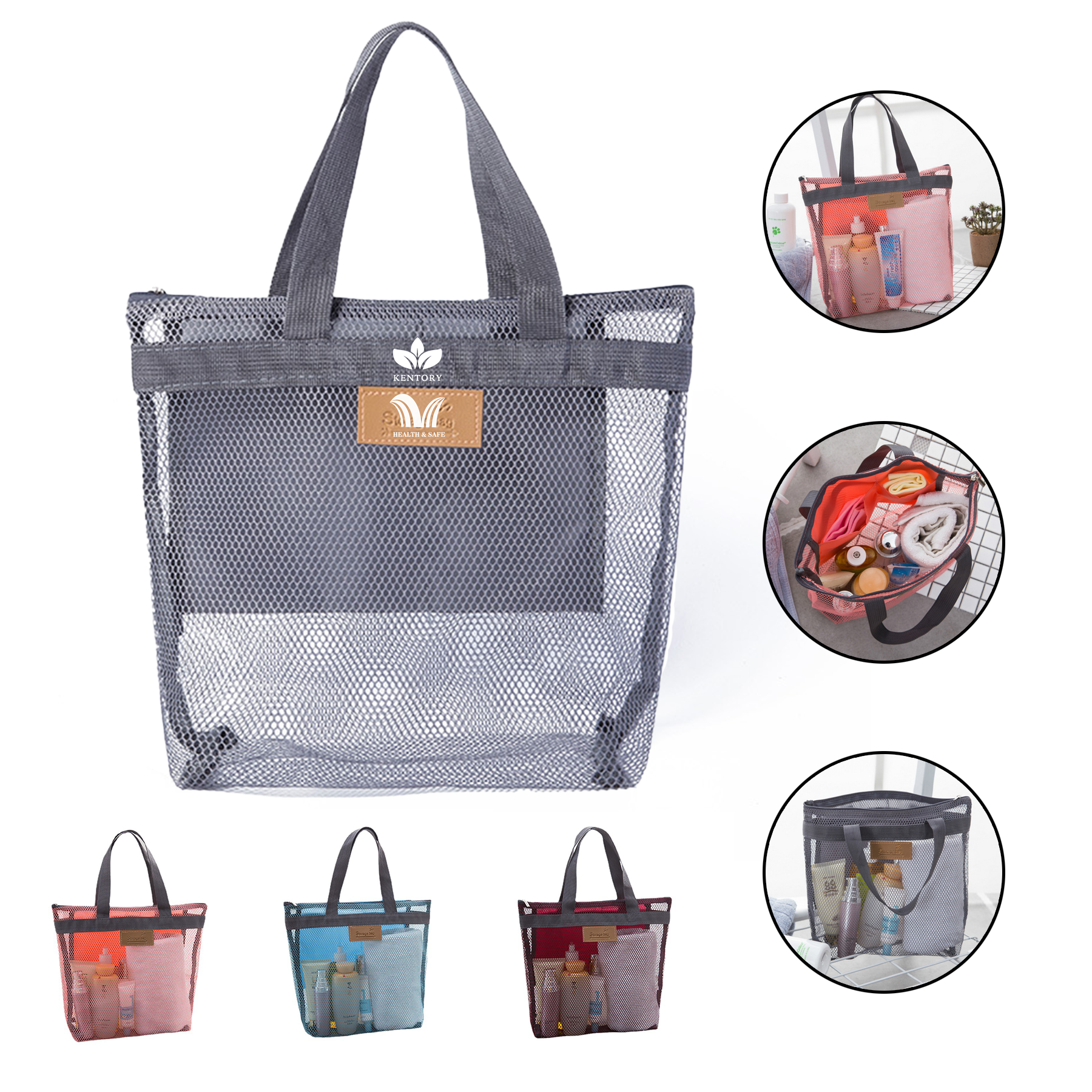 Mesh Beach Tote Bag Cosmetic Shoulder Handbag, custom tote bag with logo imprint 2