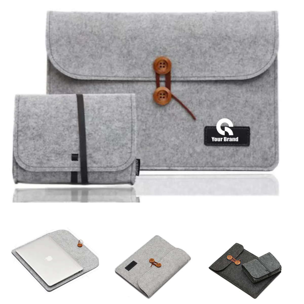 Felt laptop liner bag and accessory power pockets 2