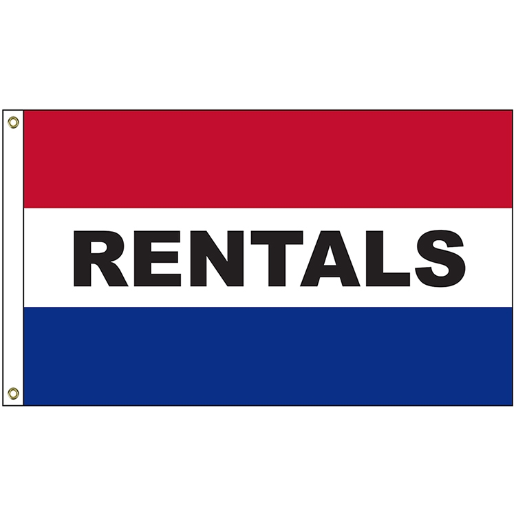 Rentals 3' x 5' Message Flag with Heading and Grommets 2