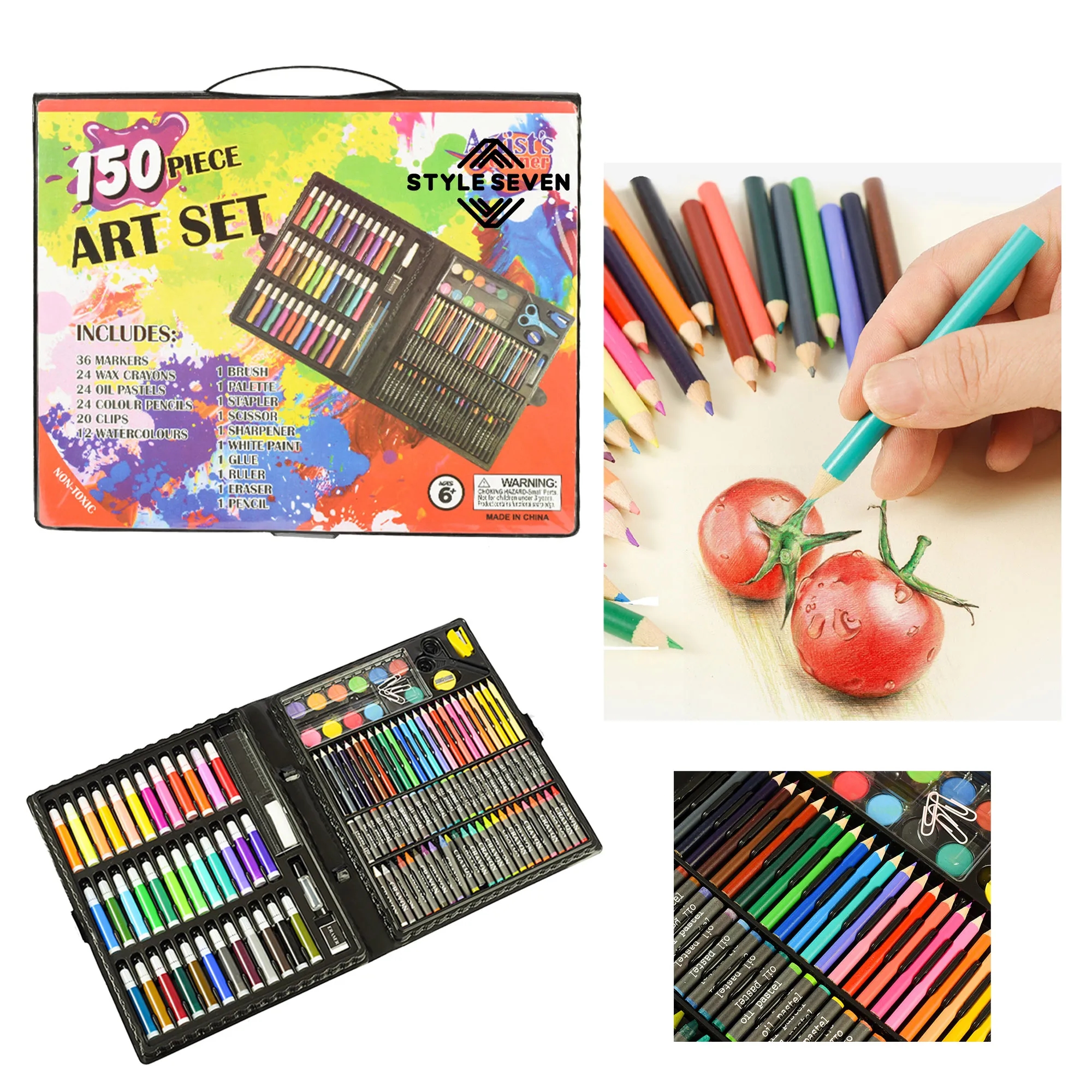 Children's Art Color Pen Set 150 Piece Portable Box