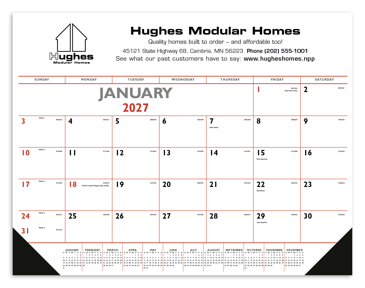 Triumph® Calendars Red & Black Desk Pad with Vinyl Corners 8