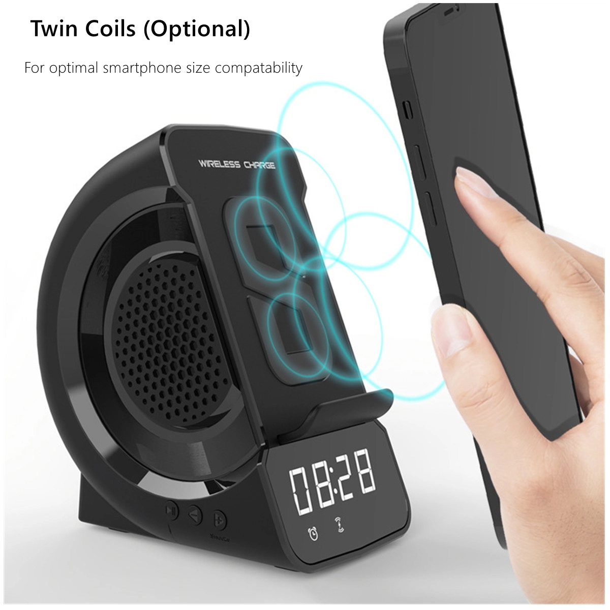 Bluetooth Speaker With Wireless Charger Radio Clock 8