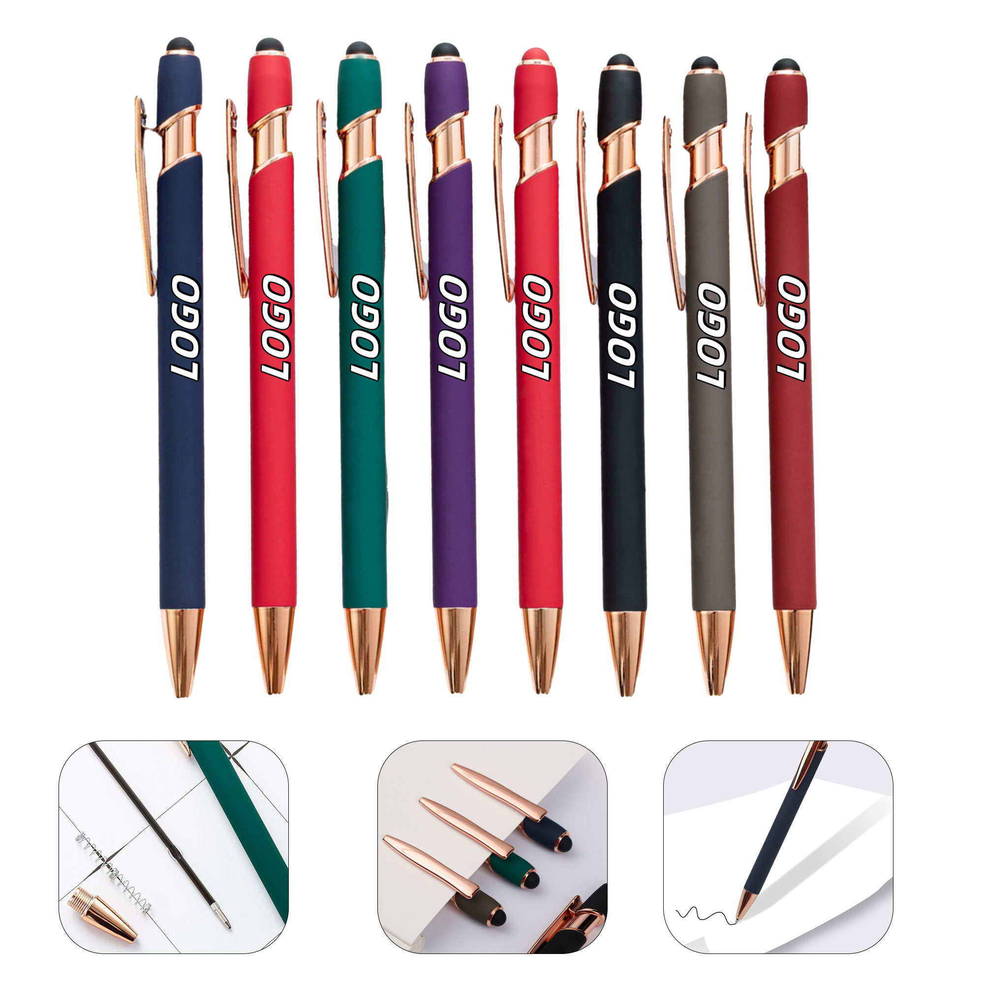 Rose Gold Metal Ballpoint Pen With Touch 3