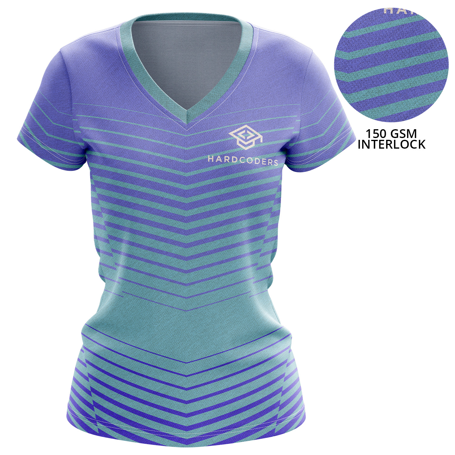 Women 150 GSM Poly Interlock Performance Short Sleeve Sublimation V-Neck T-shirt 5