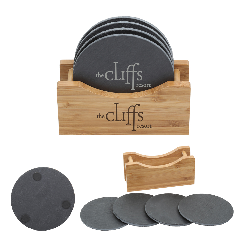 Bamboo + Slate Coasters (Round)