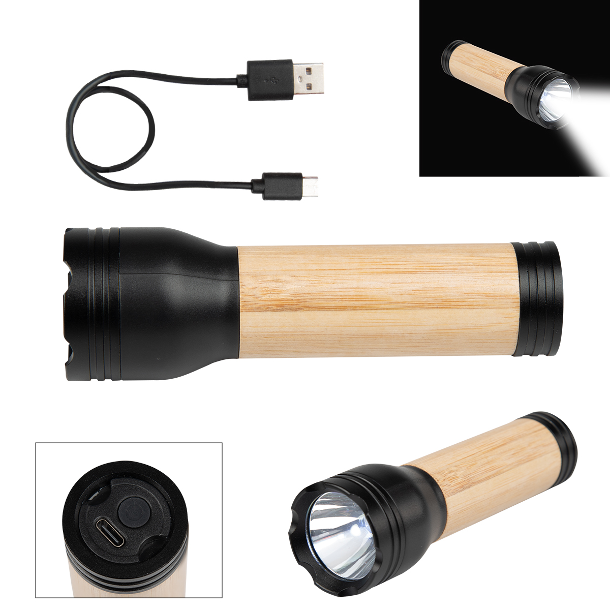 Bamboo Rechargeable LED Flashlight 3