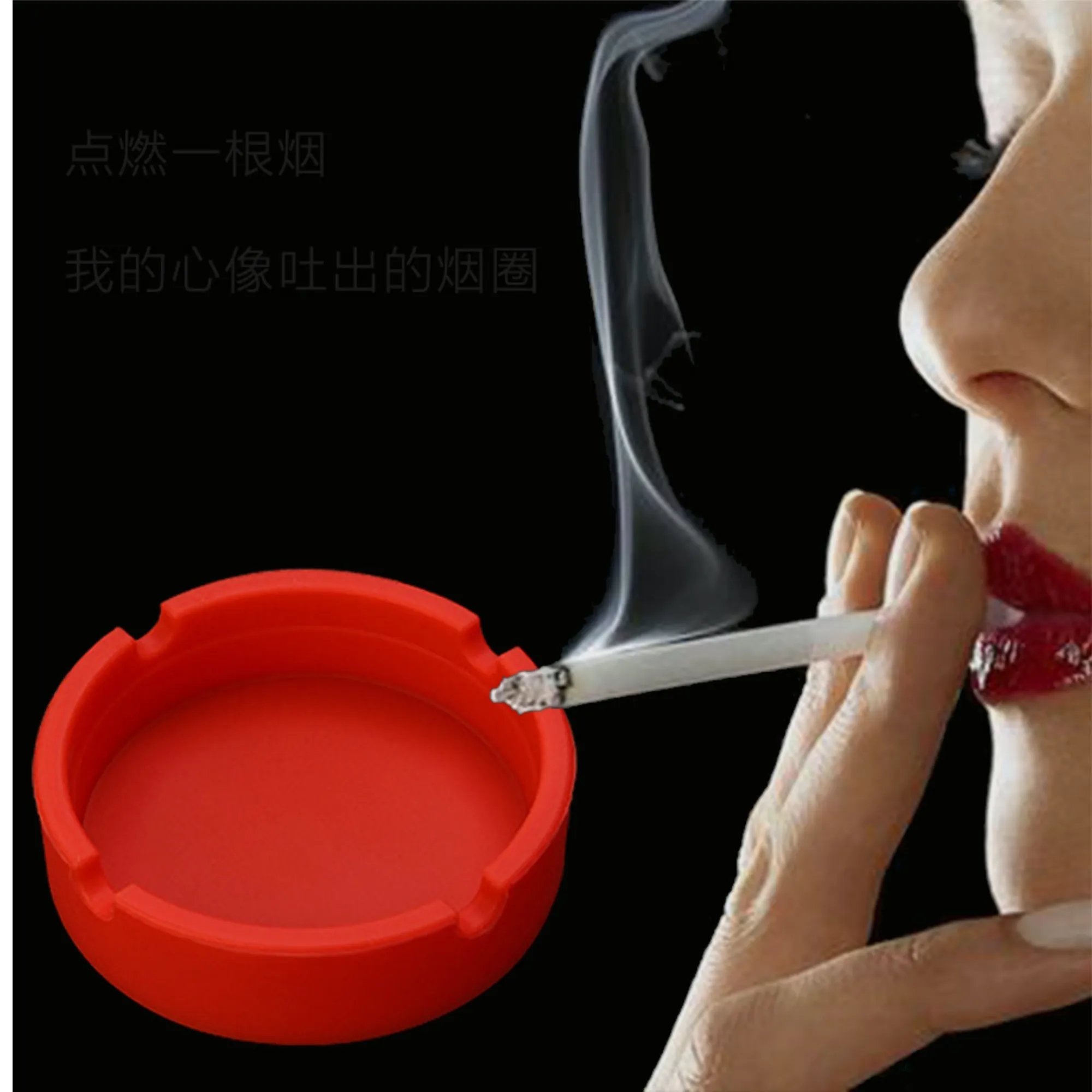 Round Heatproof Silicone Ashtray With 4 Grooves Shatterproof 2
