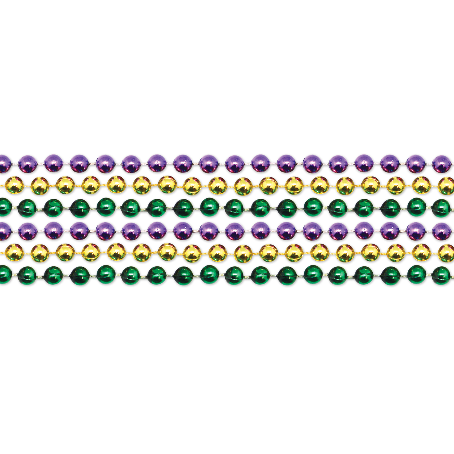 7.5 Mm Bead Necklace (Mardi Gras Colors) 2