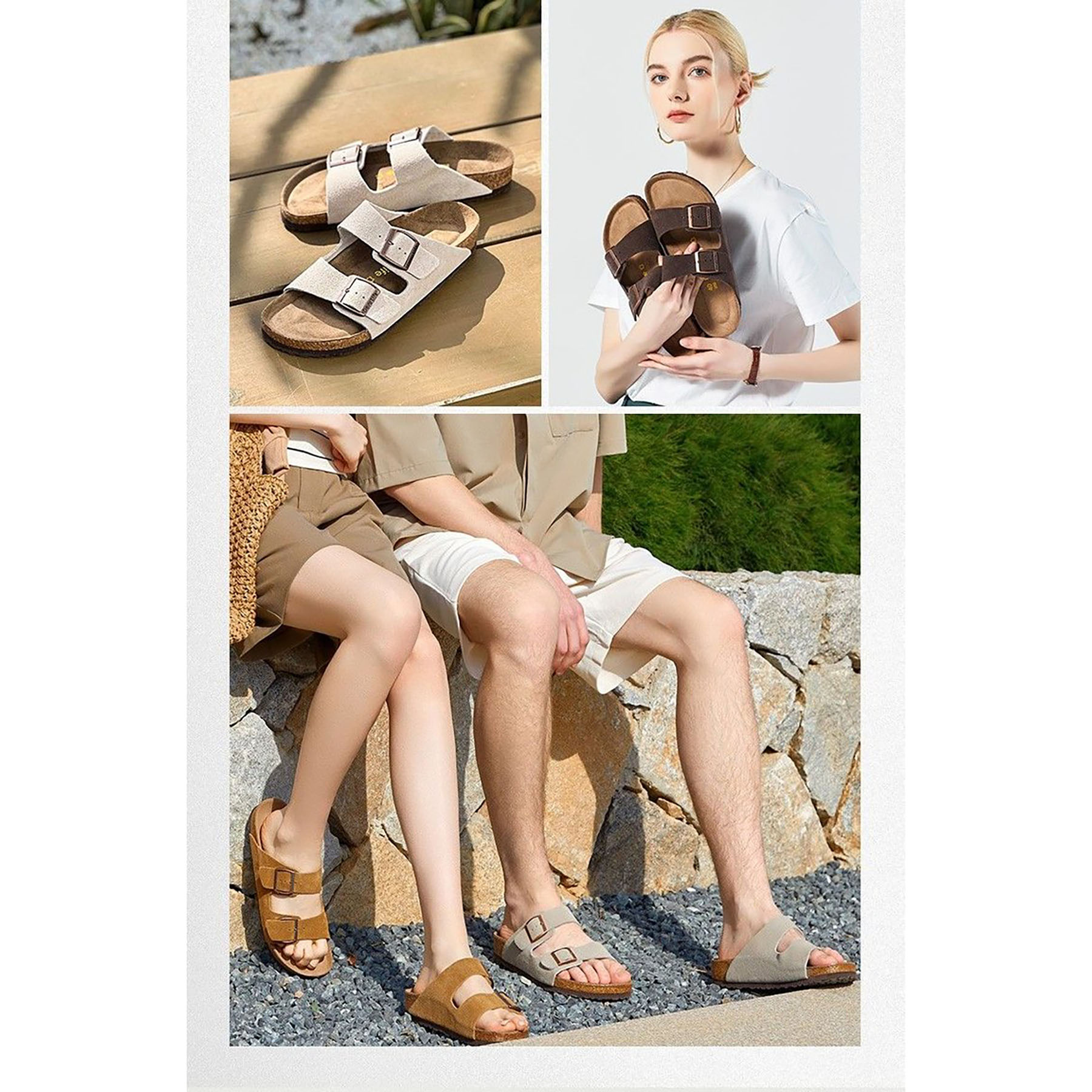 Button StyleSliding Design Soft Leather Shoe Bed Style Women Sandals 6