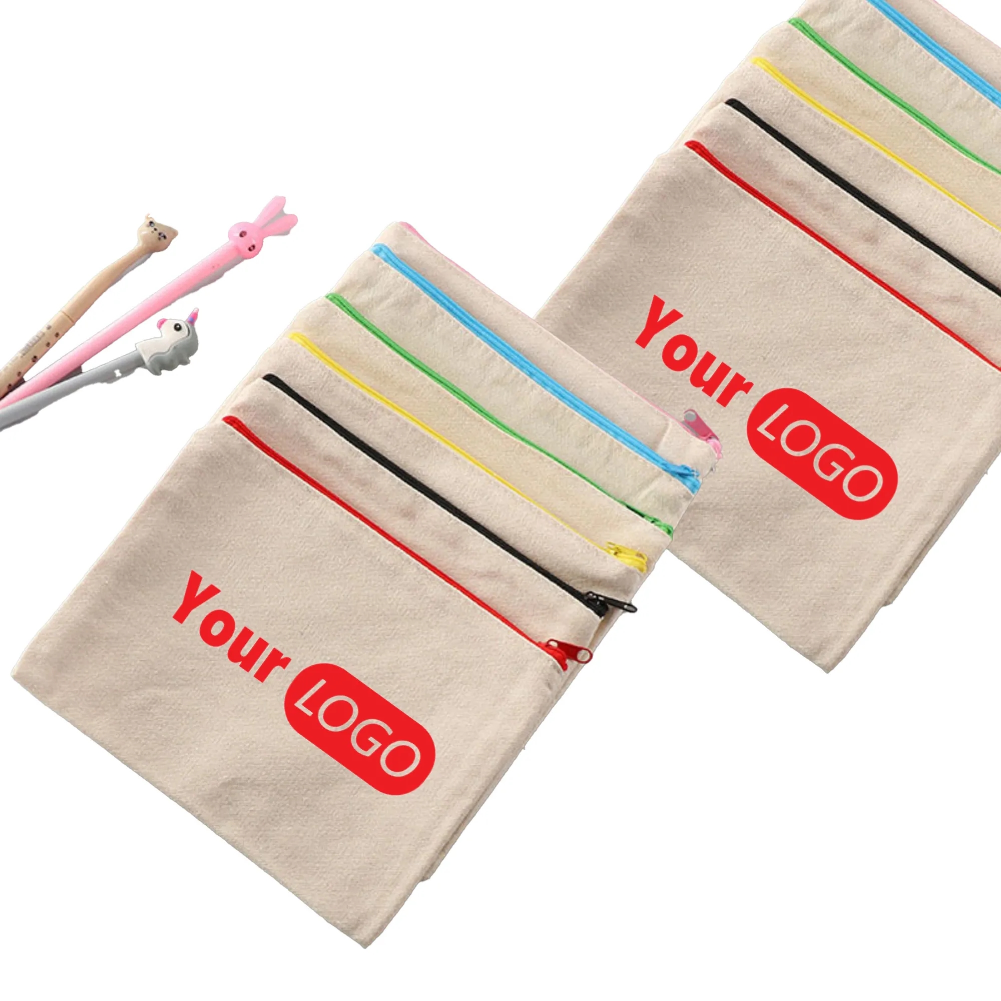 Canvas Zipper Pouch Blank Pencil Case Makeup Cosmetic Bag 5