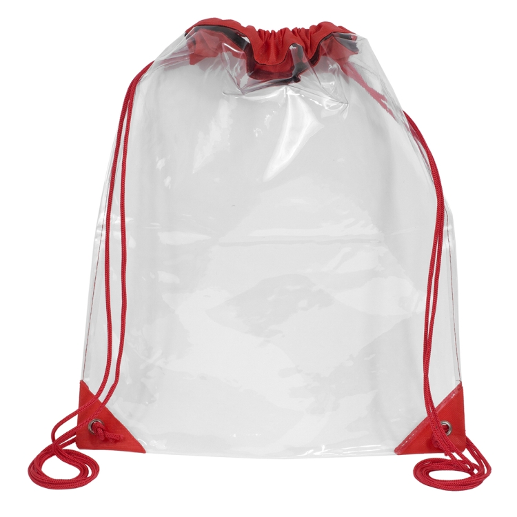 13" W x 16" H - "Everest" Tall Clear Drawstring Cinch Pack Backpack 4