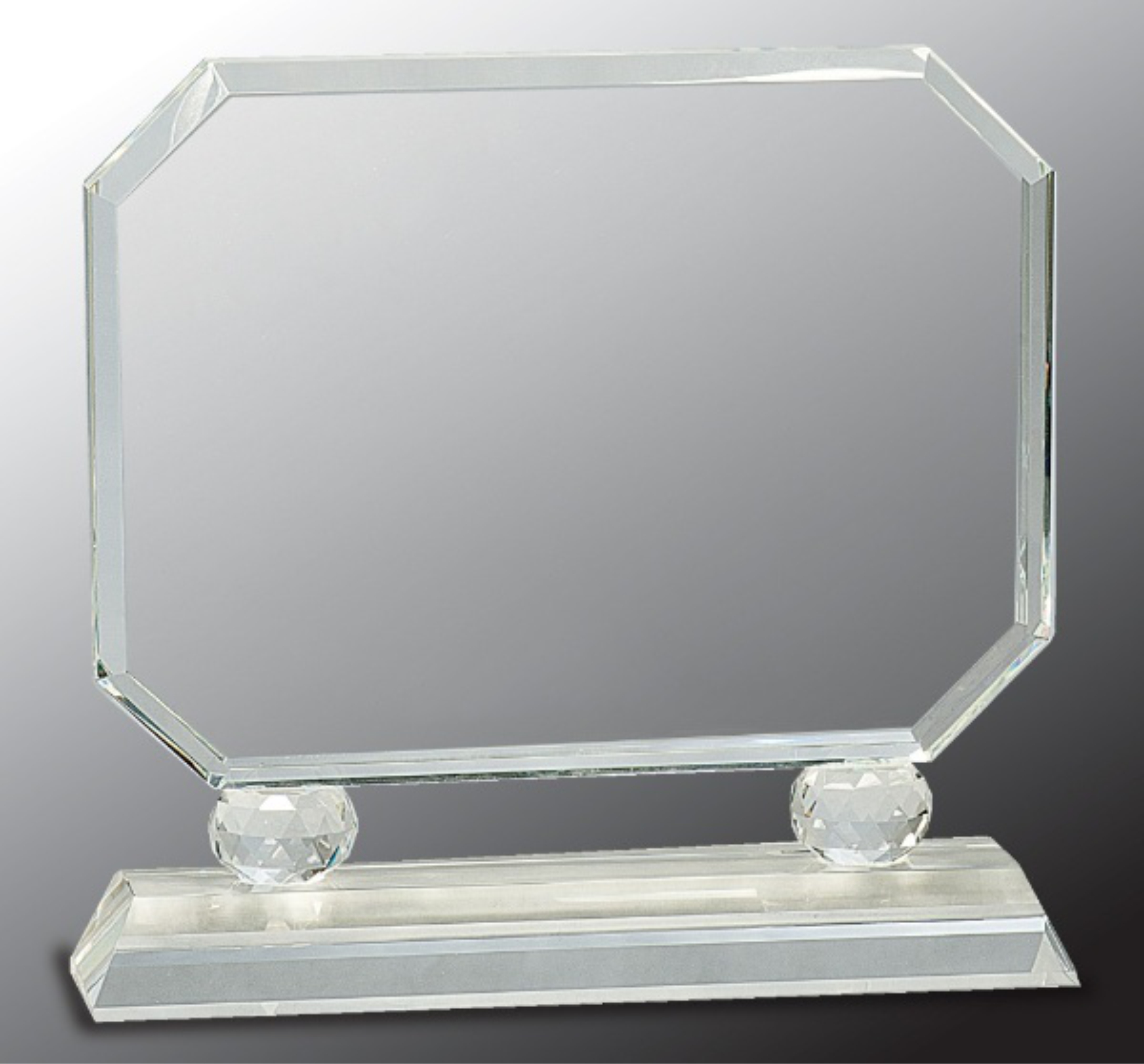 8" Rectangle Crystal Award on Clear Pedestal Base 3