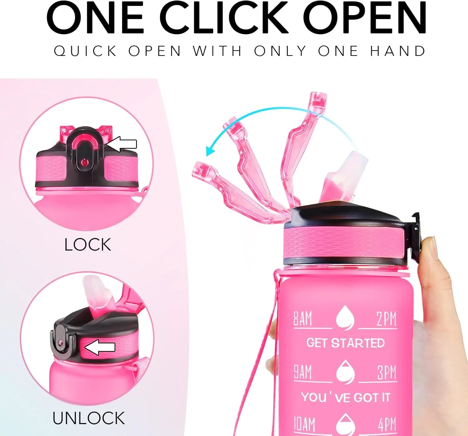 32 oz Water Bottles with Times to Drink and Straw 5