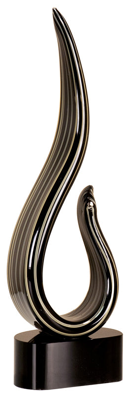 15" Black & Gold Curve Art Glass 2