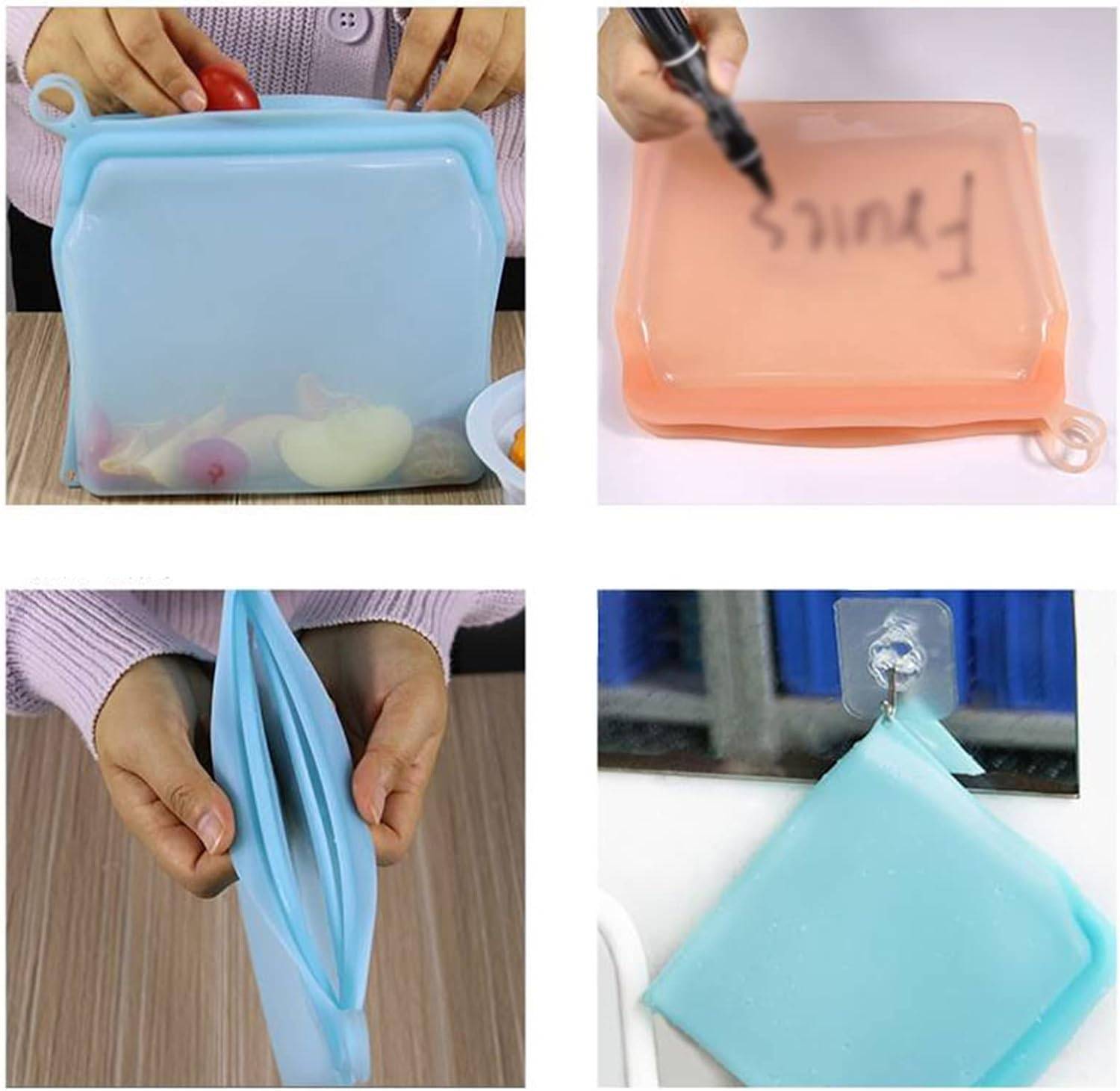 Wall-Mounted Reusable Silicone Storage Bags for Food 1000ML 4