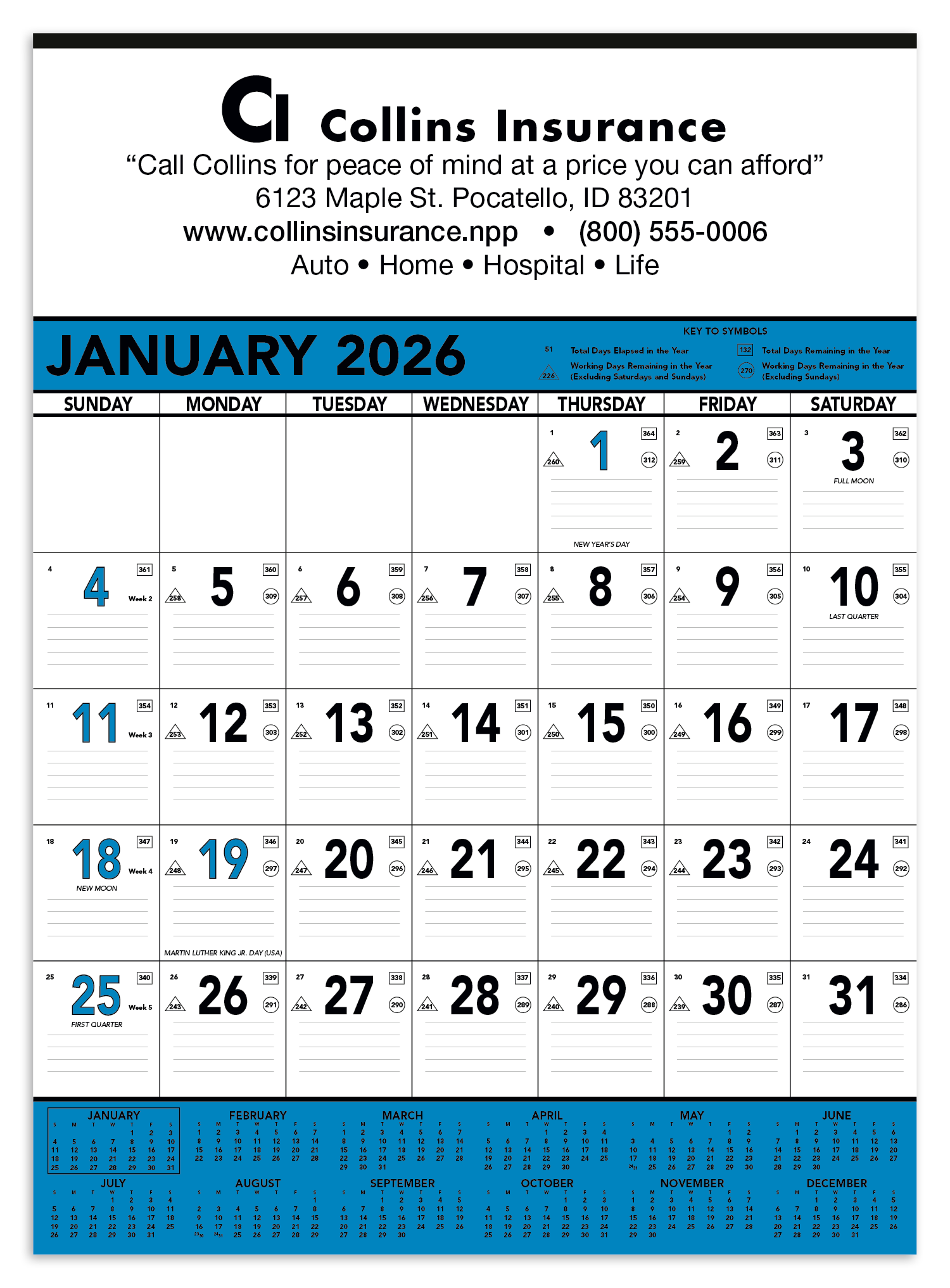 Triumph® Calendars Blue & Black Contractor Memo Calendar 17