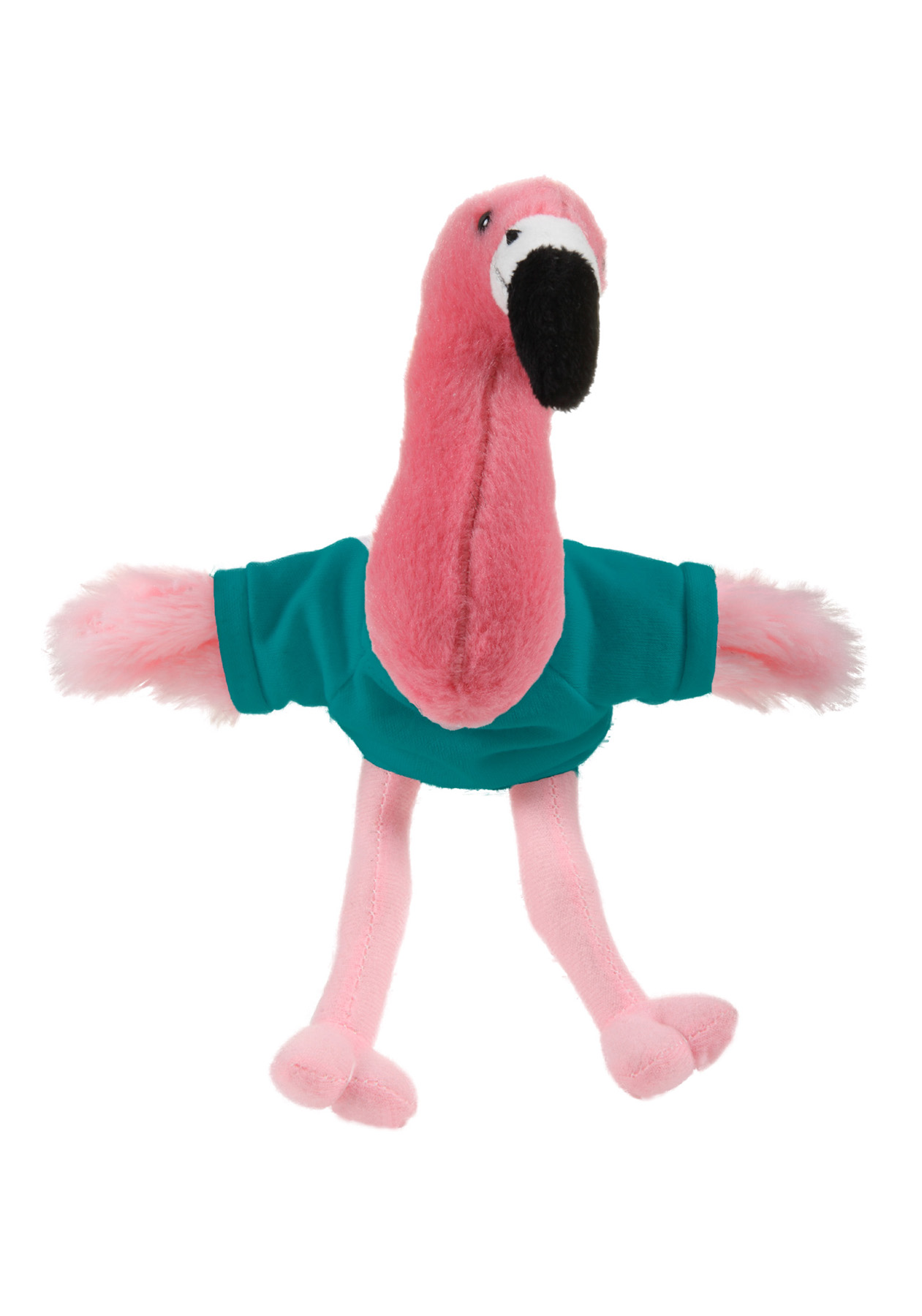 Soft Plush Sitting Flamingo waering a T-Shirt 20
