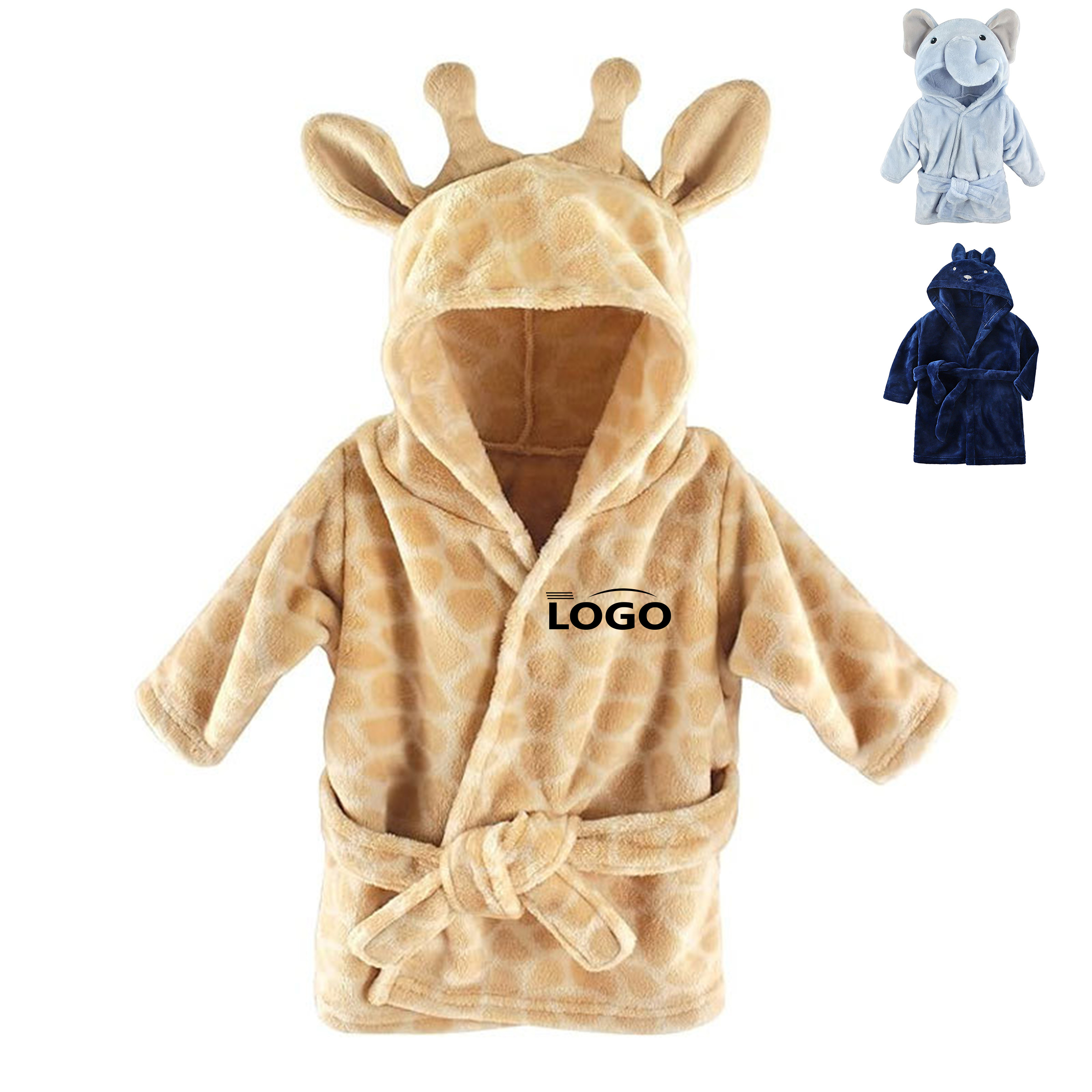 Flannel Children's Bathrobe with Fun Animal Designs 4