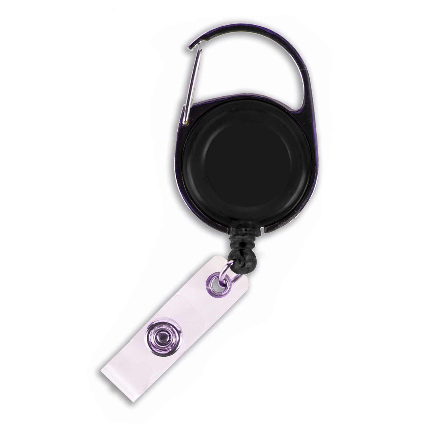 Transparent Carabiner Badge Reel w/ J-Hook & Belt Clip
