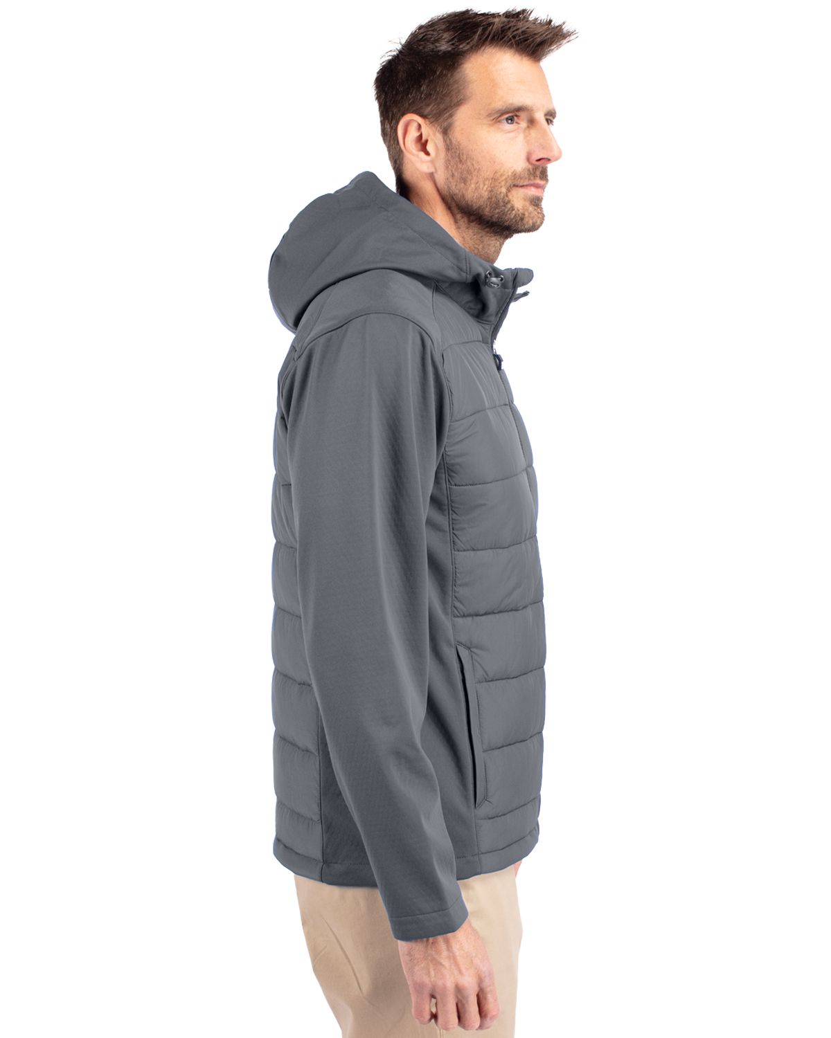 Cutter & Buck Evoke Epic Versatility Recycled Hybrid Softshell Mens Big & Tall Full Zip Hooded Jacket Big & Tall 3