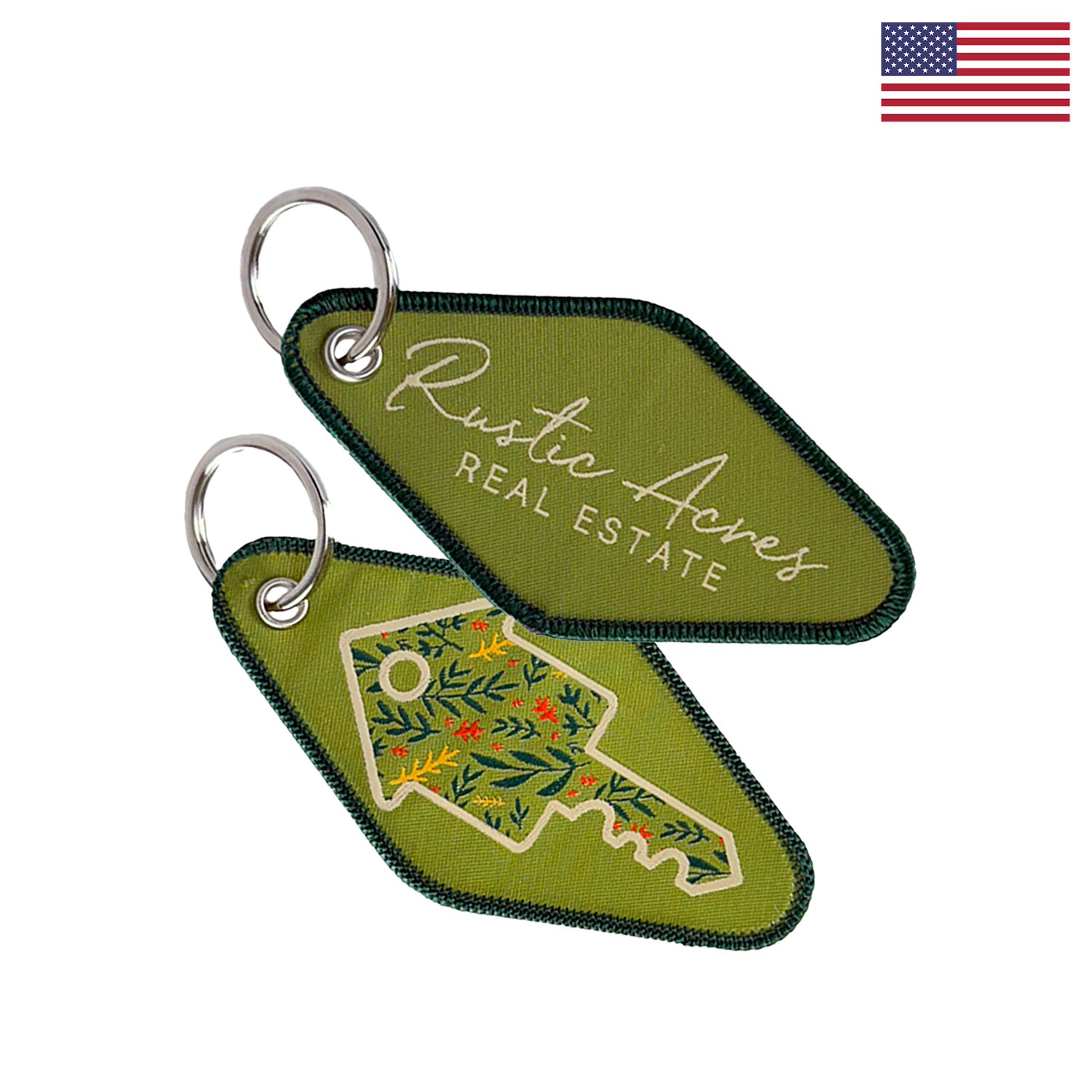 Woven Diamond-Shaped Key Fob w/ Grommet & Split Ring - "Elite" Weave