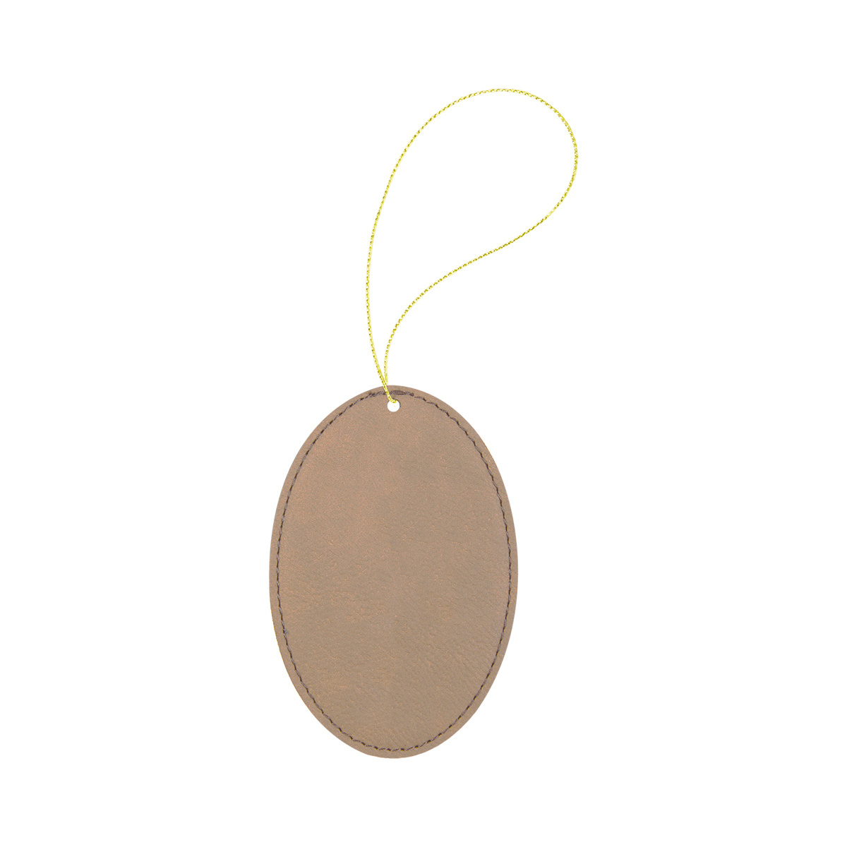 Dark Brown Leatherette Oval Ornament 3