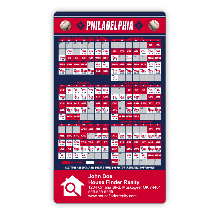 Magnet Sport Schedules - 3.5x6 Baseball Round Corners - 25 mil. 3