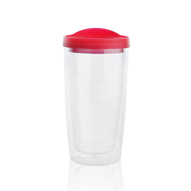 16 Oz. Newport Double-Wall Acrylic Tumbler (Clear/Red) 3