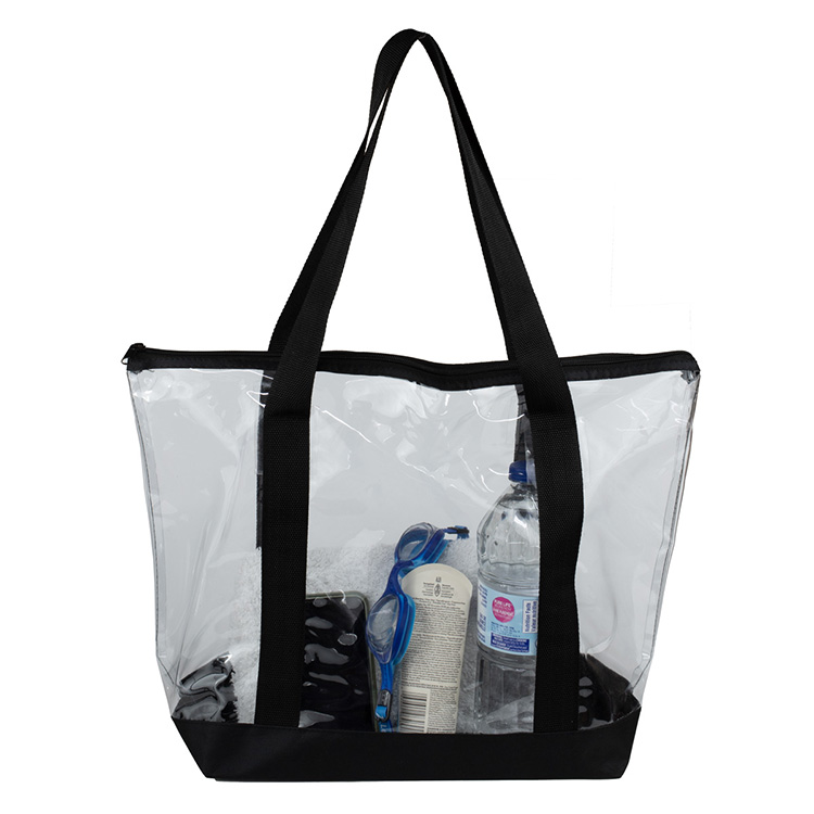 19"W x 13 ½"H x 6"Gusset - "BONDI" Jumbo Clear Zippered Tote Bag 35