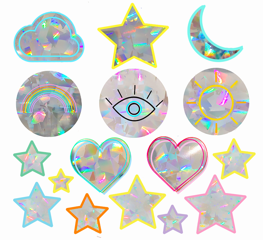 Window Decals - Feel Good Pack Sun Catchers - Holographic Rainbow Window Stickers 3