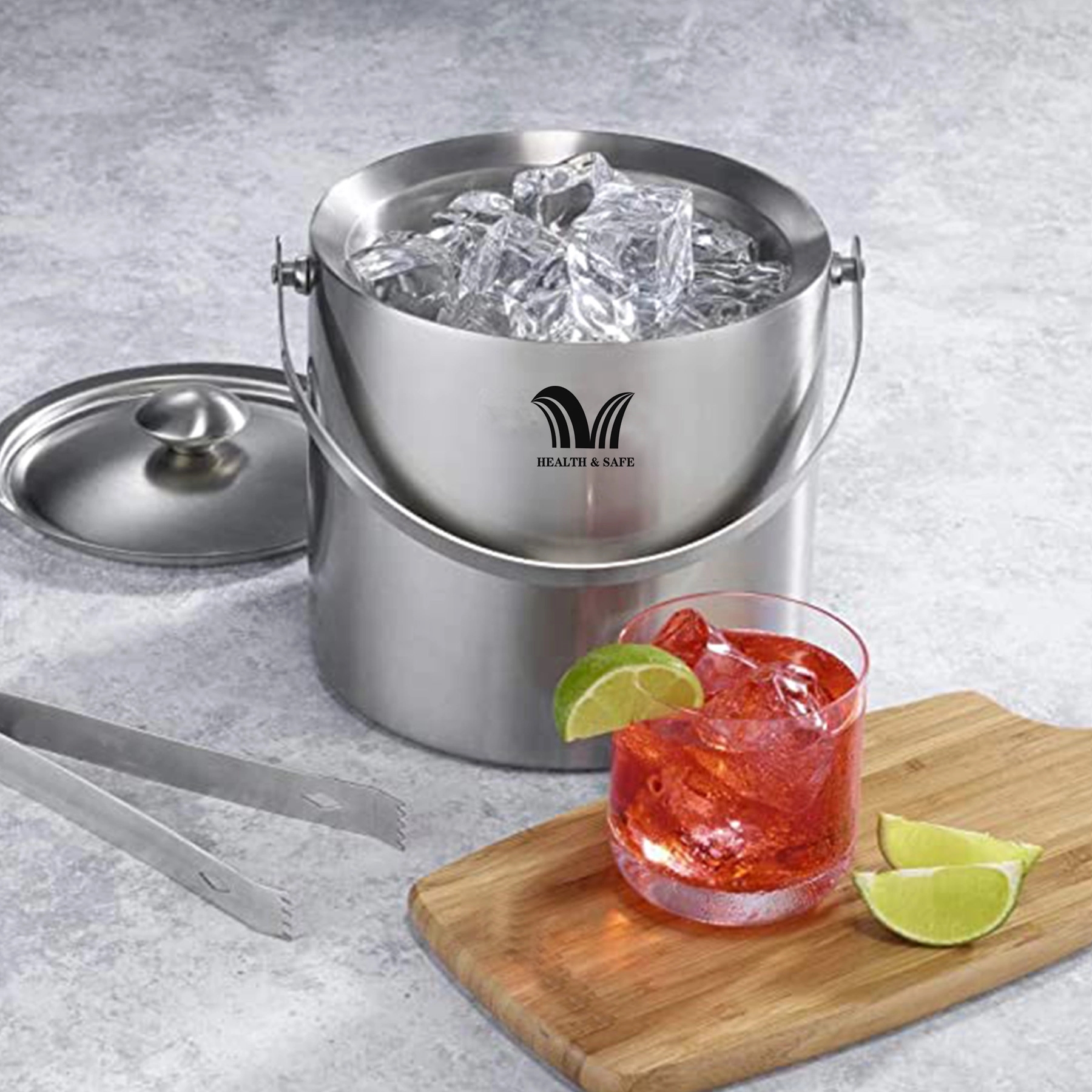 Double Wall Stainless Steel Insulated Ice Bucket With Lid 2