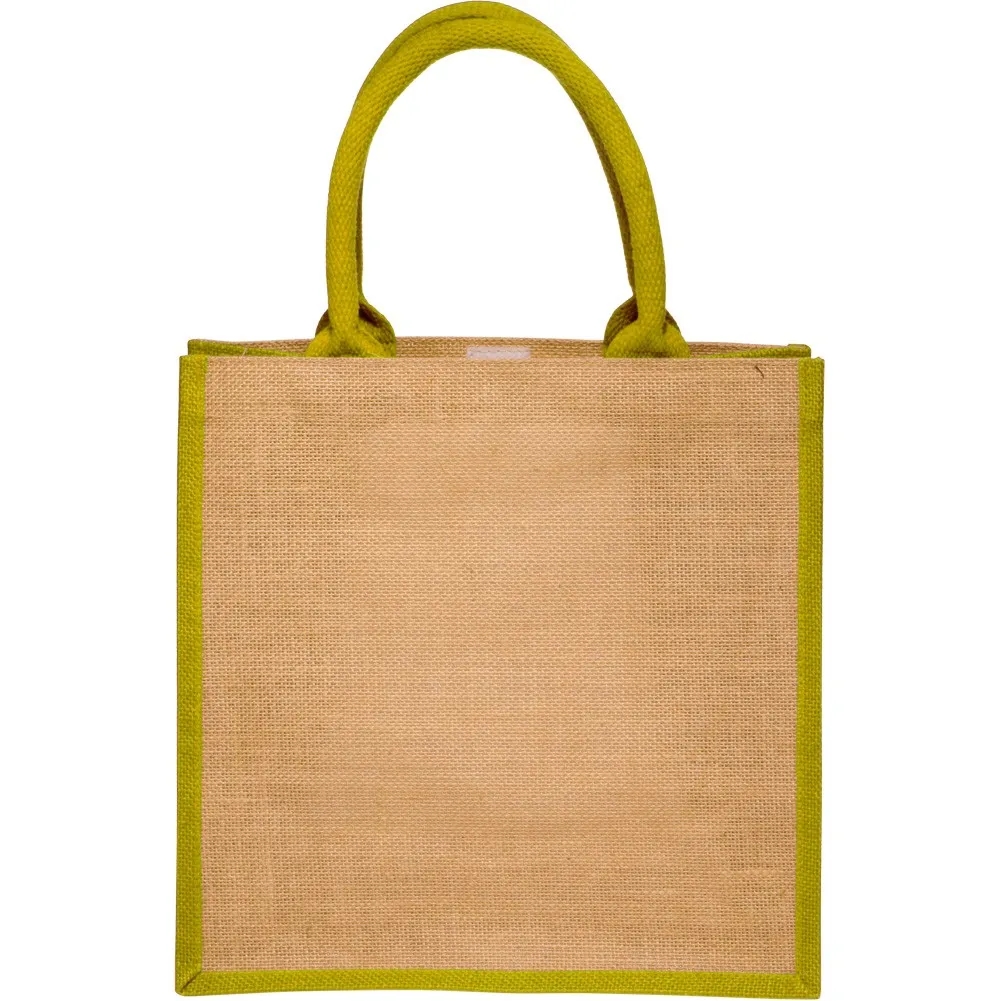 Laminated Jute Bags & Colored Sides and Handles W/ Gusset, custom tote bag with logo imprint 9