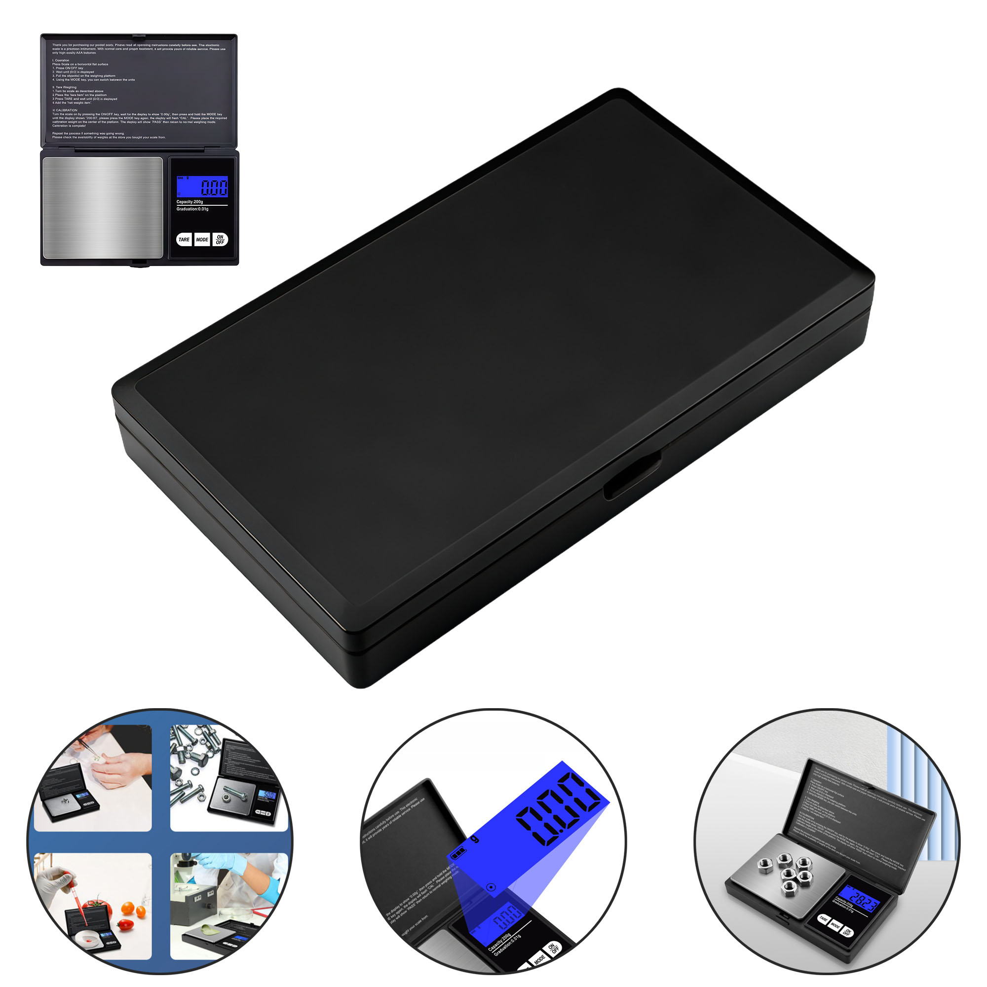 500g/0.01g Mini Jewelry Scale Portable Pocket Scale with LCD Display Stainless Steel Tray 3x5x0.8inc 1