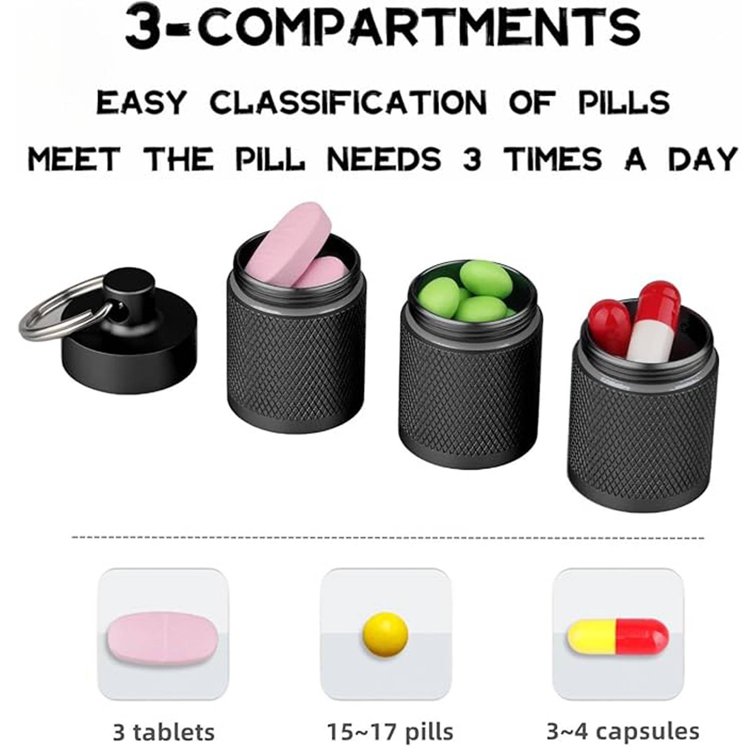 Compact Waterproof Aluminum Pill Container for First Aid 3