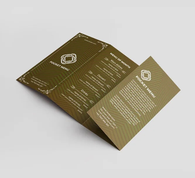 Custom Pocket Menus - 10" x 4" (Folds to 2.5" x 4") 4