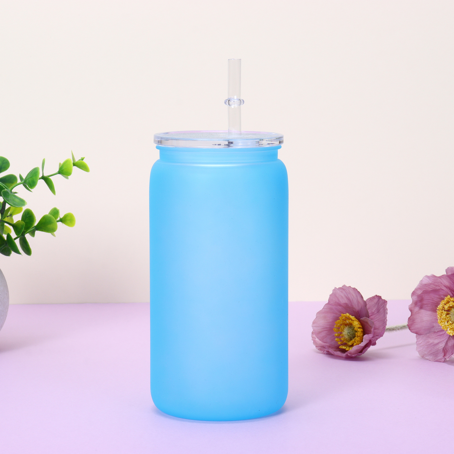 16 oz Plastic Tumbler with Straw and Lid 9