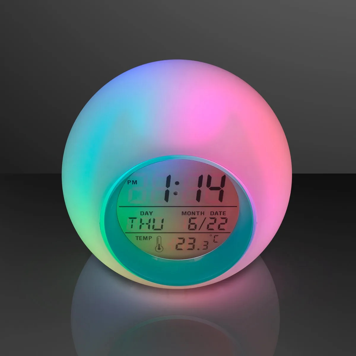 Round LED Clock 4", Glowing Lights + Alarm 4
